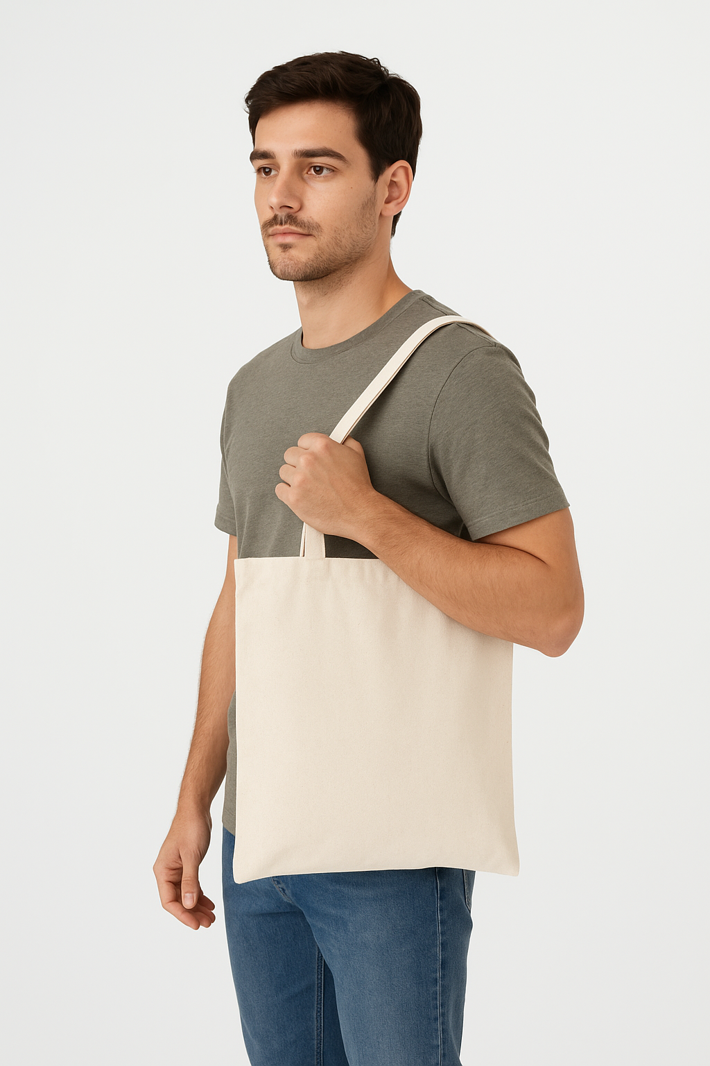 Plain Natural Cotton Tote Bags – Natural (Pack of 4) | 14x15" | Shoulder Handles | Eco-Friendly & Reusable