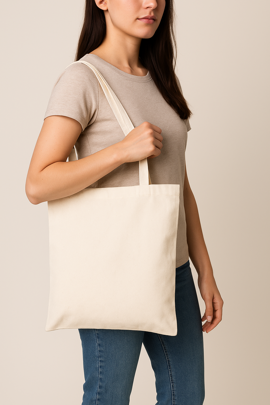 Plain Natural Cotton Tote Bags – Natural (Pack of 8) | 14x15" | Shoulder Handles | Eco-Friendly & Reusable