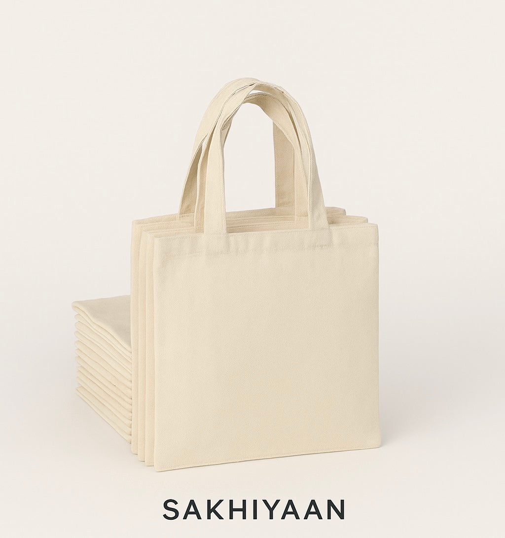 Plain Natural Cotton Tote Bags – Natural (Pack of 20) | 14x15" | Shoulder Handles | Eco-Friendly Reusable Bags for Workshops, Events & Gifting